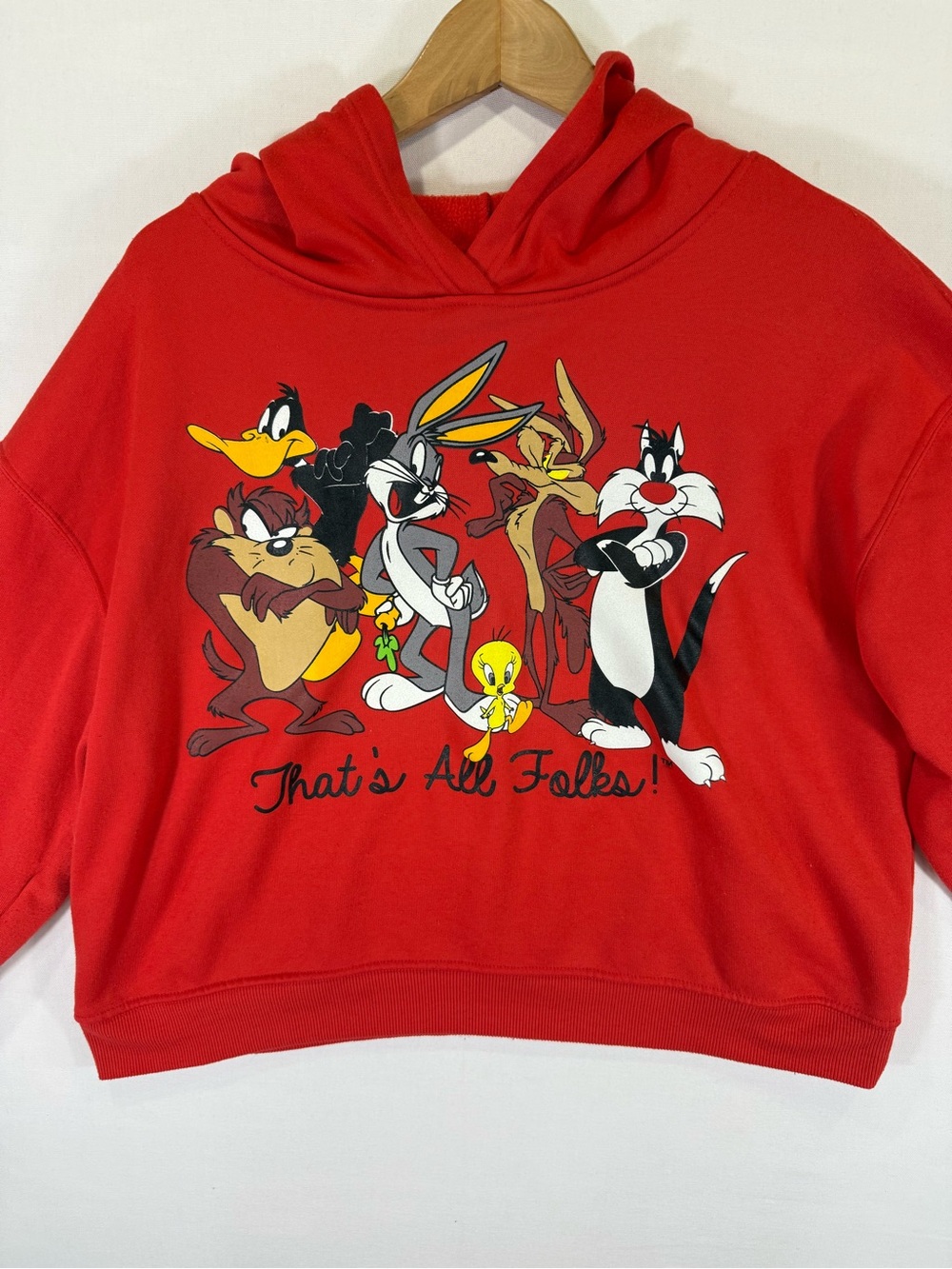 Girls Red Looney Tunes Graphic Hoodie - Unbranded